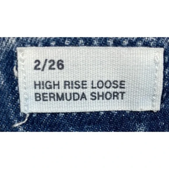 Gap High Rise Loose Bermuda Shorts Womens 2/26 Light Wash Distressed Raw Hem - Picture 14 of 16
